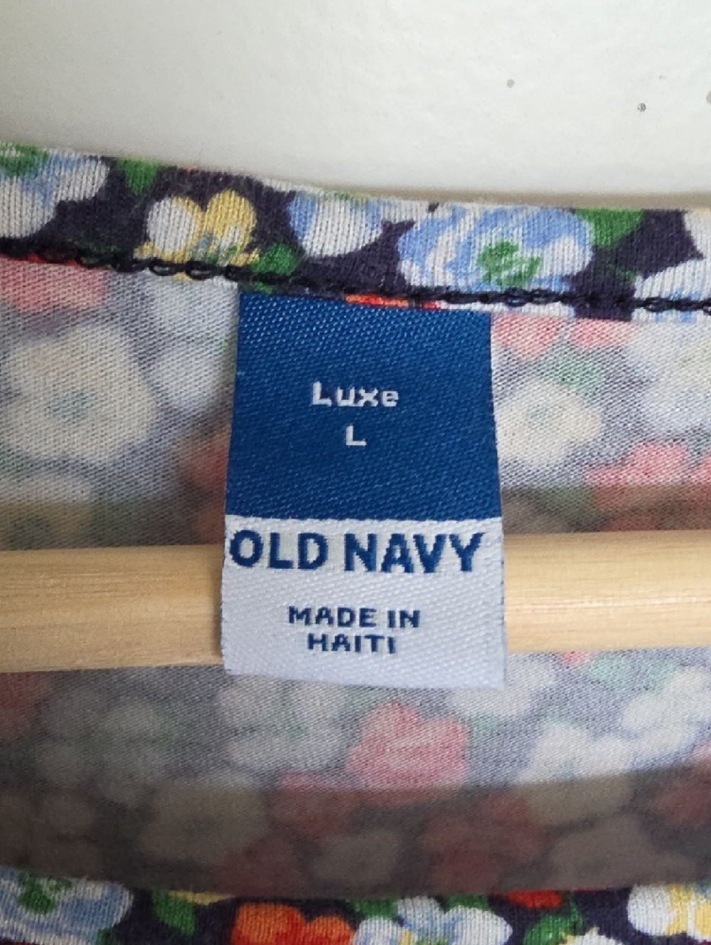 Old Navy Black Floral Luxe Tee with Blue Green Yellow Pink Accents - Picture 2 of 4